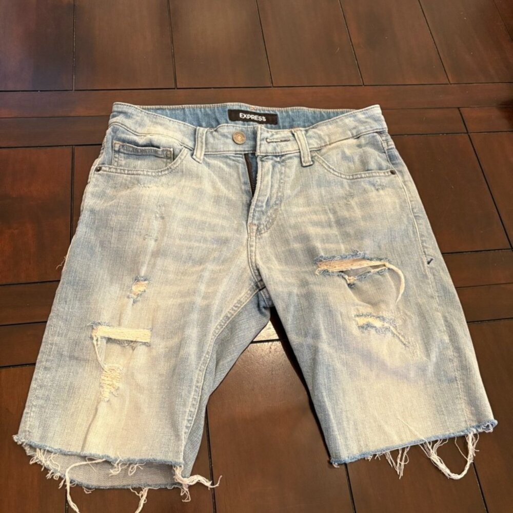 Mens' Express Denim Distressed Shorts